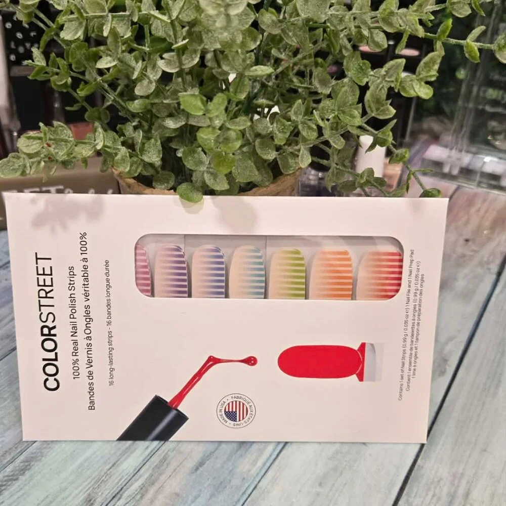 Color Street Rainbow Stripe Press On Nail Design